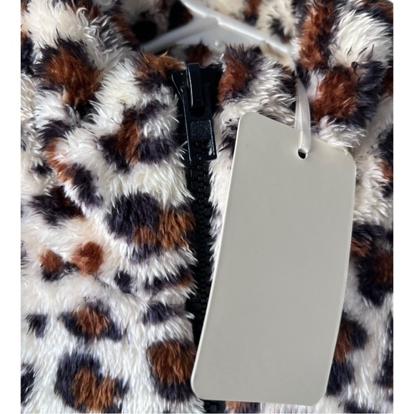 NWT Women's leopard la miel faux puffer coat  print Jacket collar pockets size S - Picture 6 of 15